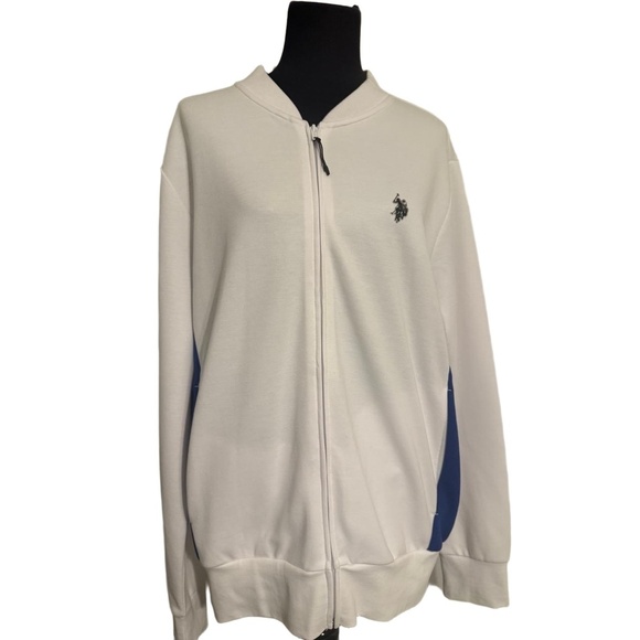 U.S. Polo Assn. Other - NWT U.S. Polo Assn. Jacket Mens Size L White Blue Full Zip Track Sporty /blue